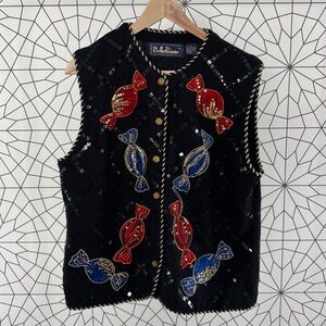 Vintage BellePointe Embellished Candy Vest | Beaded Sequin Knit | Size M